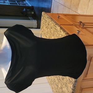Black backless high neck cap sleeve top